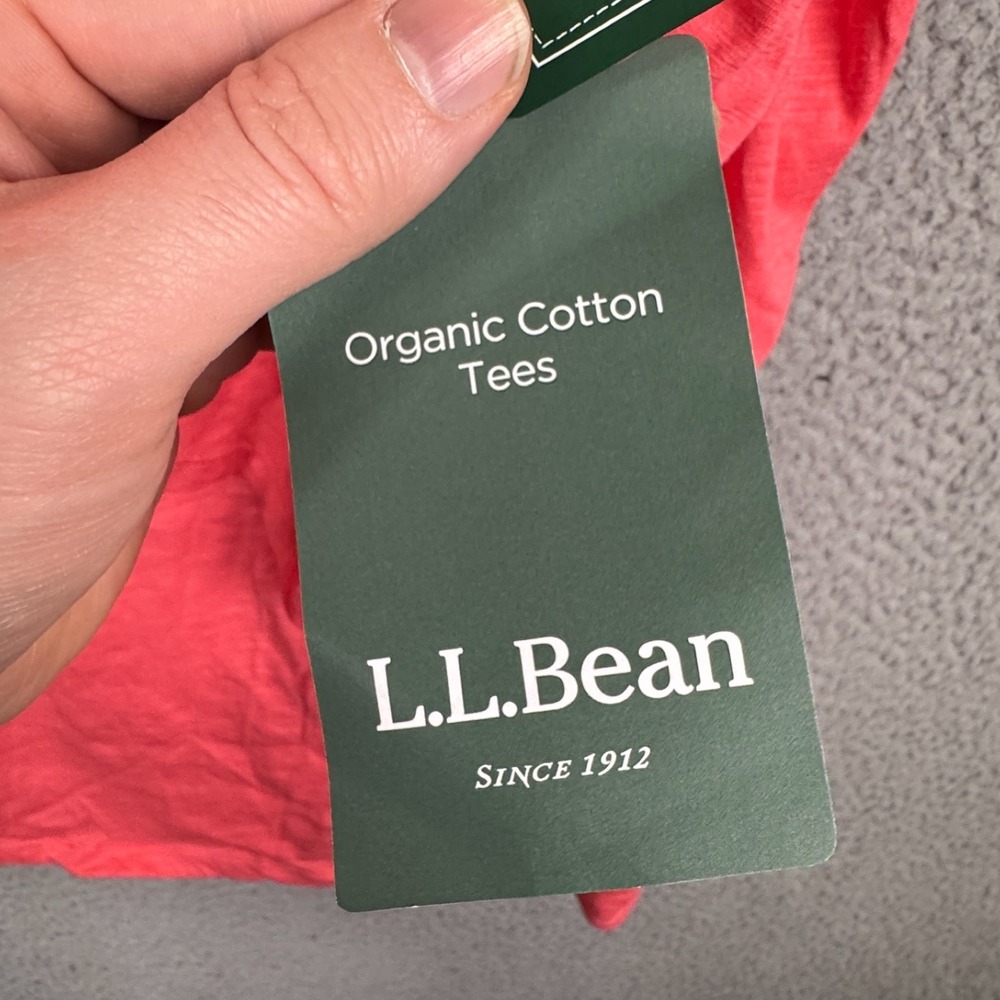LL Bean Top Womens XL Coral Pink Organic Cotton Split Neck Tee 3/4 Sleeve - Picture 5 of 13